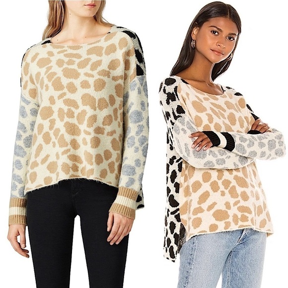 REVOLVE X CENTRAL PARK WEST Colorblock Animal Print Knit Oversized Sweater M - Picture 3 of 10